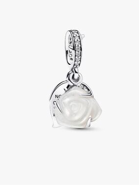 Silver Rose Pearl Dangle Charm